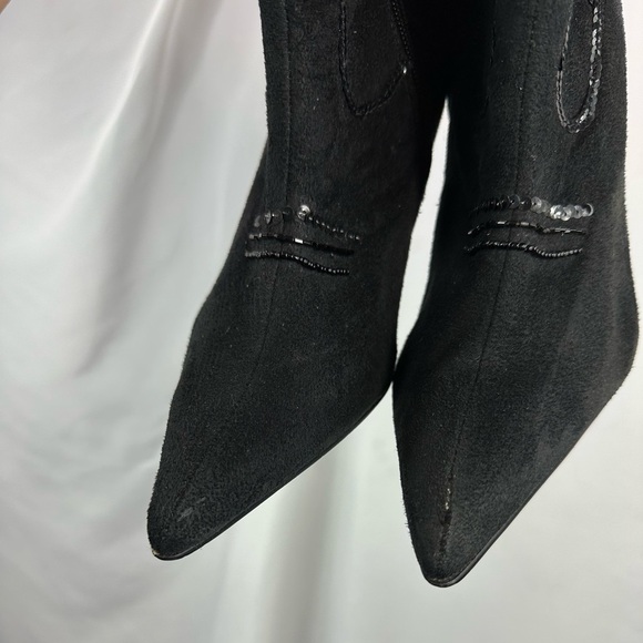 Wild Diva faux suede black stiletto sequin cowboy boots size 8 - Picture 6 of 13